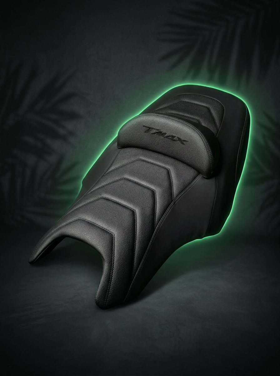 Selle TMAX matelassage chevrons réalisée par Mabiou